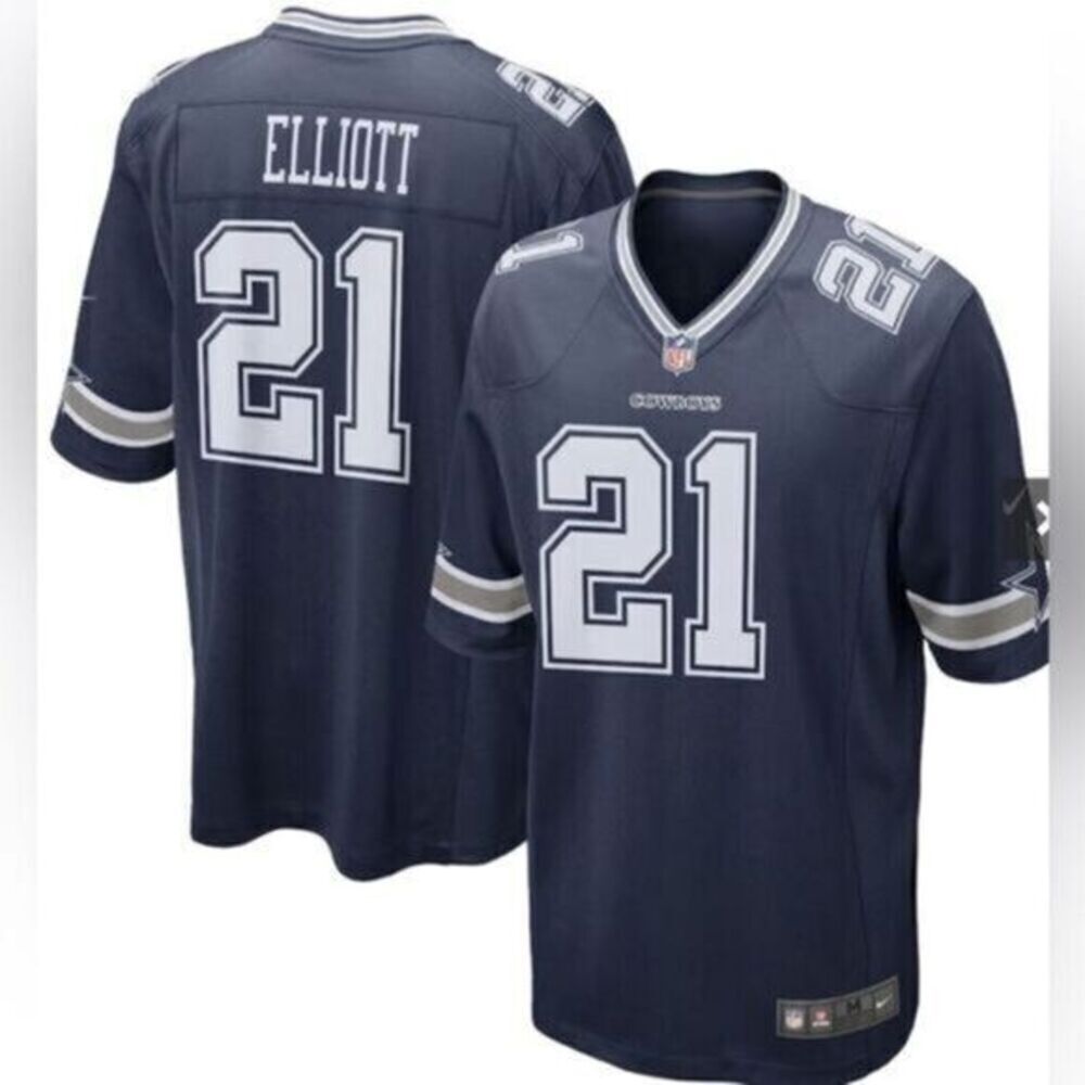 EUC NIKE NFL Unisex Blue Dallas Cowboys Ezekiel Elliott Game Day Jersey - Large